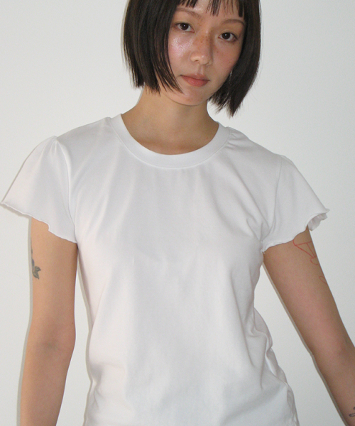 RONRON(ロンロン)の「RAW EDGE PUFF T SHIRT WHITE(Tシャツ/カットソー・レディース・その他・FREE)」の2枚目の写真
