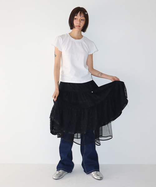 RONRON(ロンロン)の「RAW EDGE PUFF T SHIRT WHITE(Tシャツ/カットソー・レディース・その他・FREE)」の3枚目の写真