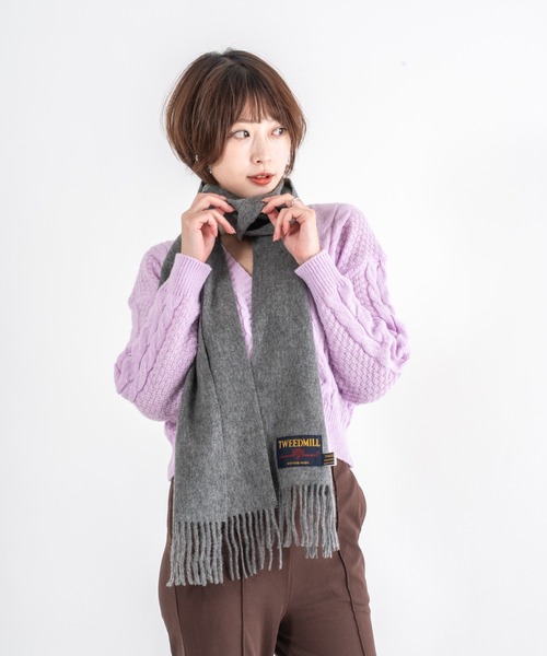 TWEED MILL（ツイードミル）の「【TWEEDMILL】大判ストール　ウール　チェック　 25x190cm　イギリス製（マフラー・レディース・グレー/クリーム/ブラック/チェック/ブラウン・FREE）」の3枚目の写真