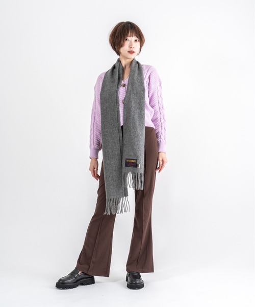 TWEED MILL（ツイードミル）の「【TWEEDMILL】大判ストール　ウール　チェック　 25x190cm　イギリス製（マフラー・レディース・グレー/クリーム/ブラック/チェック/ブラウン・FREE）」の15枚目の写真