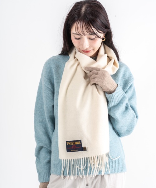 TWEED MILL（ツイードミル）の「【TWEEDMILL】大判ストール　ウール　チェック　 25x190cm　イギリス製（マフラー・レディース・グレー/クリーム/ブラック/チェック/ブラウン・FREE）」の7枚目の写真