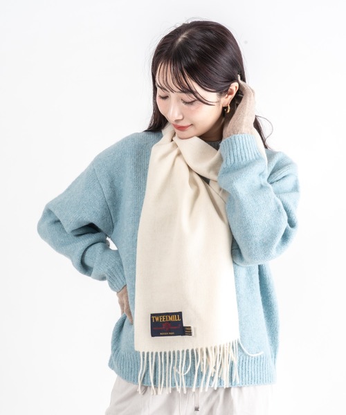 TWEED MILL（ツイードミル）の「【TWEEDMILL】大判ストール　ウール　チェック　 25x190cm　イギリス製（マフラー・レディース・グレー/クリーム/ブラック/チェック/ブラウン・FREE）」の9枚目の写真
