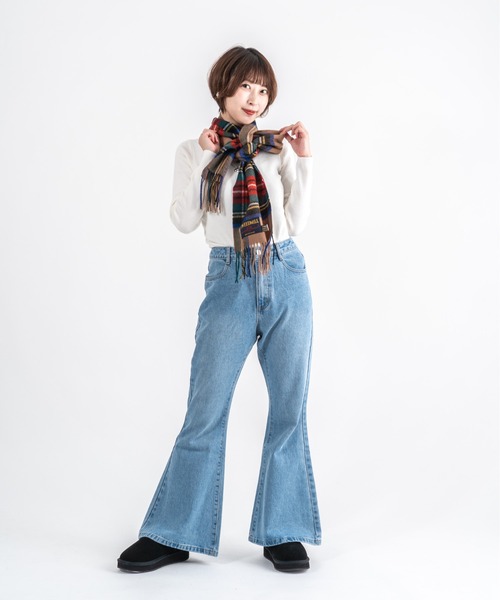 TWEED MILL（ツイードミル）の「【TWEEDMILL】大判ストール　ウール　チェック　 25x190cm　イギリス製（マフラー・レディース・グレー/クリーム/ブラック/チェック/ブラウン・FREE）」の22枚目の写真