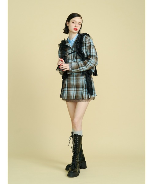 jouetie（ジュエティ）の「ローズモチーフミニスカパン【セットアップ対応】　春服　オケージョン　入学式（スカート・レディース・レッド/ブラウン/グレー・MEDIUM）」の7枚目の写真