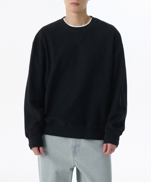 オーバーサイズインサイドアウトスウェットシャツ[ブラック