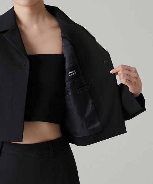MUSINSA STANDARD WOMAN（ムシンサスタンダードウーマン）の「ウィメンズオープンカラークロップブレザー[ブラック]（テーラードジャケット・レディース・その他・MEDIUM/LARGE/X-SMALL/SMALL）」の13枚目の写真
