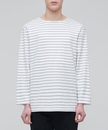 MUSINSA STANDARD（ムシンサスタンダード）の「Striped Boat Neck Long Sleeve T-Shirt [Ivory/Gray]（Tシャツ/カットソー・メンズ）」