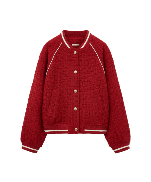 VANONE ATELIER(バノンアトリエ)の「O3751 ツイードバスティジャケット_Red(スタジャン・レディース・レッド・FREE)」の2枚目の写真