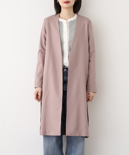 OMNES（オムネス）の「OMNES Another Edition ストレッチカチオン ノーカラージャケット（ノーカラージャケット・レディース・ピンクベージュ・FREE）」の6枚目の写真