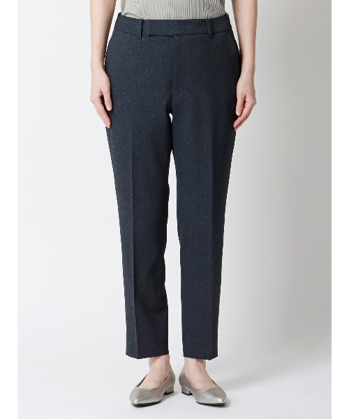 SUIT SQUARE(スーツスクエア)の「テーパードパンツ ウォッシャブル ストレッチ 防シワ ウールライクポリエステル ヘリンボーン(スラックス・レディース・ネイビー・36(7号)/42(13号)/40(11号)/38(9号))」の3枚目の写真