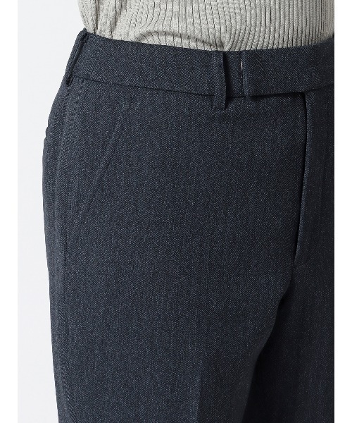 SUIT SQUARE(スーツスクエア)の「テーパードパンツ ウォッシャブル ストレッチ 防シワ ウールライクポリエステル ヘリンボーン(スラックス・レディース・ネイビー・36(7号)/42(13号)/40(11号)/38(9号))」の6枚目の写真