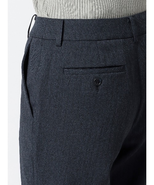 SUIT SQUARE(スーツスクエア)の「テーパードパンツ ウォッシャブル ストレッチ 防シワ ウールライクポリエステル ヘリンボーン(スラックス・レディース・ネイビー・36(7号)/42(13号)/40(11号)/38(9号))」の7枚目の写真