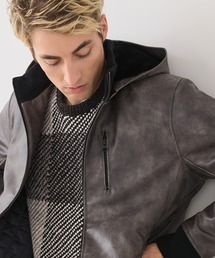 Blue Standard （ブルースタンダード）の「【BLUE STANDARD/ブルースタンダード】レザーライク 中綿フードジャケット（ブルゾン・メンズ）」