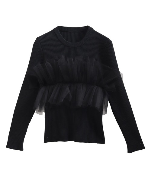 MERAKI（メラキ）の「チュールリブトップス（その他トップス・レディース・ホワイト/グレー/ブラック・FREE）」の2枚目の写真