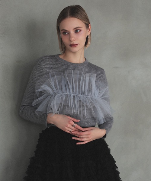 MERAKI（メラキ）の「チュールリブトップス（その他トップス・レディース・ホワイト/グレー/ブラック・FREE）」の12枚目の写真