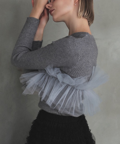 MERAKI（メラキ）の「チュールリブトップス（その他トップス・レディース・ホワイト/グレー/ブラック・FREE）」の13枚目の写真