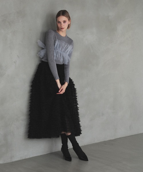 MERAKI（メラキ）の「チュールリブトップス（その他トップス・レディース・ホワイト/グレー/ブラック・FREE）」の14枚目の写真