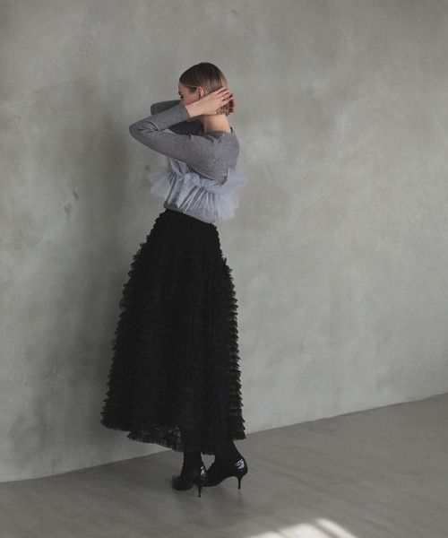 MERAKI（メラキ）の「チュールリブトップス（その他トップス・レディース・ホワイト/グレー/ブラック・FREE）」の15枚目の写真