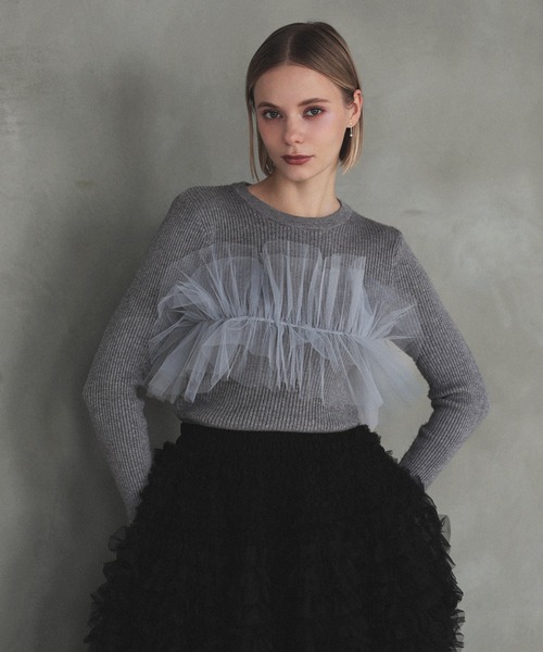 MERAKI（メラキ）の「チュールリブトップス（その他トップス・レディース・ホワイト/グレー/ブラック・FREE）」の16枚目の写真