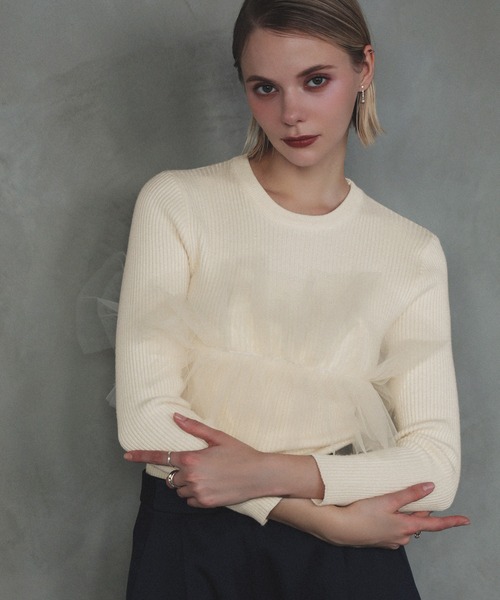 MERAKI（メラキ）の「チュールリブトップス（その他トップス・レディース・ホワイト/グレー/ブラック・FREE）」の18枚目の写真