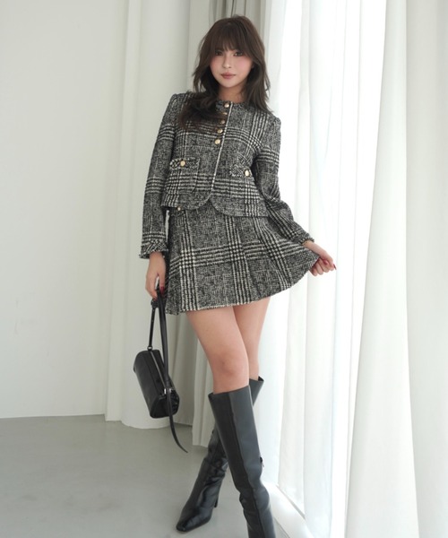 EIMY ISTOIRE（エイミーイストワール）の「ツイードタックミニスカート（スカート・レディース・チェック/ブラック・36/38）」の13枚目の写真