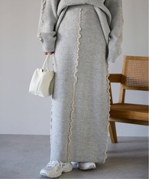 pocket | 配色メロー2wayニットスカート(スカート)