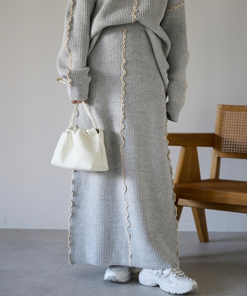 pocket（ポケット）の「配色メロー2wayニットスカート（スカート・レディース・チャコールグレー・FREE）」の21枚目の写真