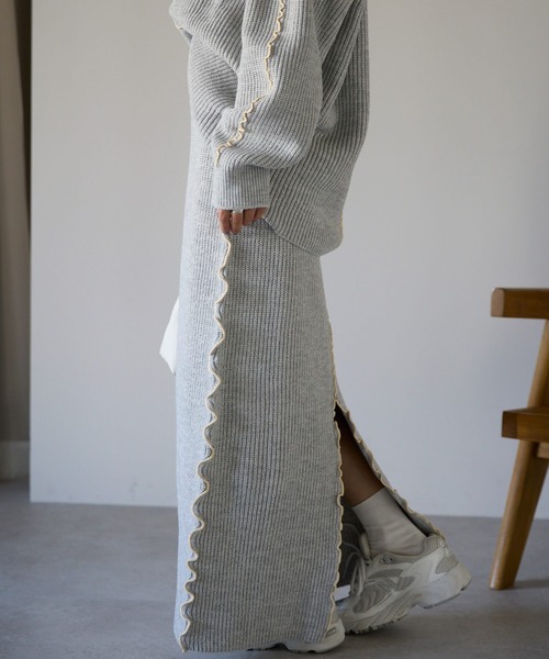 pocket（ポケット）の「配色メロー2wayニットスカート（スカート・レディース・チャコールグレー・FREE）」の22枚目の写真