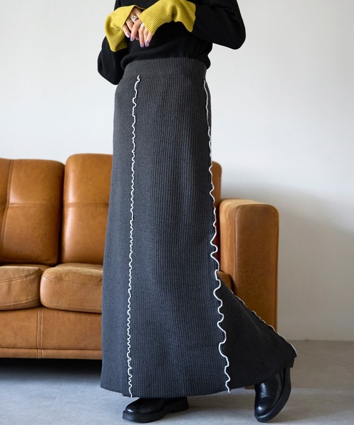 pocket（ポケット）の「配色メロー2wayニットスカート（スカート・レディース・チャコールグレー・FREE）」の13枚目の写真