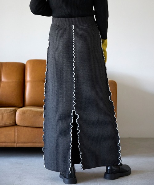 pocket（ポケット）の「配色メロー2wayニットスカート（スカート・レディース・チャコールグレー・FREE）」の14枚目の写真