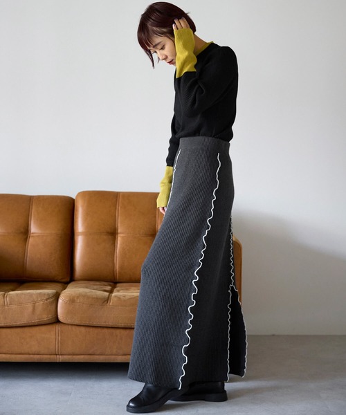 pocket（ポケット）の「配色メロー2wayニットスカート（スカート・レディース・チャコールグレー・FREE）」の17枚目の写真