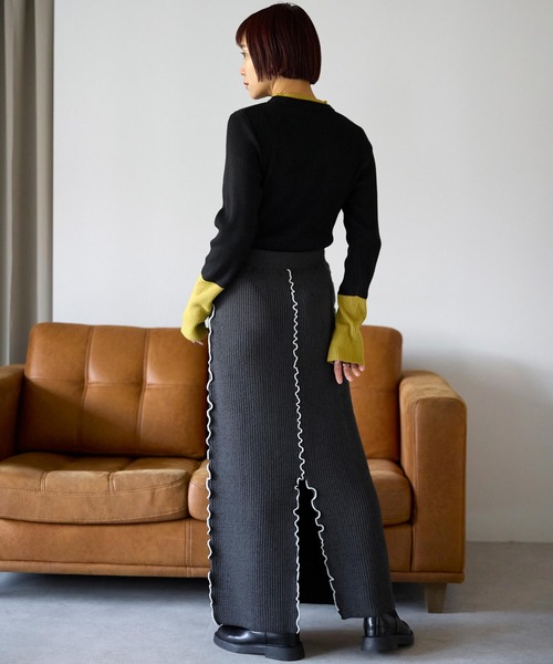 pocket（ポケット）の「配色メロー2wayニットスカート（スカート・レディース・チャコールグレー・FREE）」の18枚目の写真