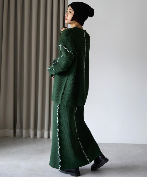 pocket（ポケット）の「配色メロー2wayニットスカート（スカート・レディース・チャコールグレー・FREE）」の7枚目の写真