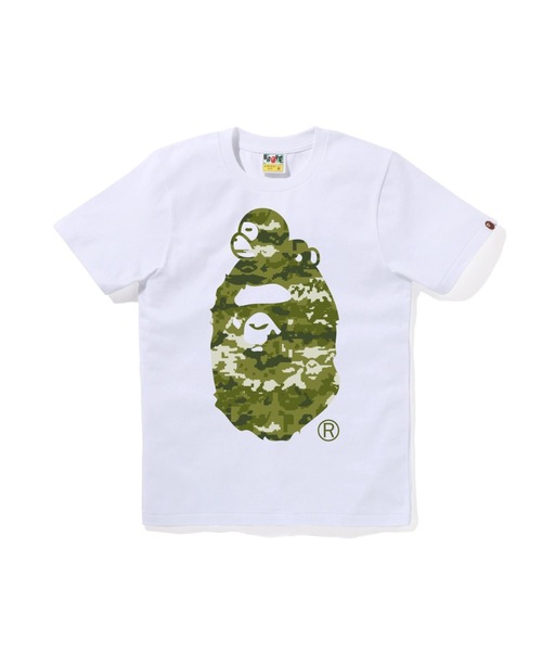 A BATHING APE（アベイシングエイプ）の「MULTI PIXEL CAMO MILO ON BIG APE TEE（Tシャツ/カットソー・レディース・ブラック系その他5/ブラック×グリーン/ホワイト系その他5/ホワイト×グリーン・X-SMALL/MEDIUM/SMALL/XX-SMALL）」の2枚目の写真