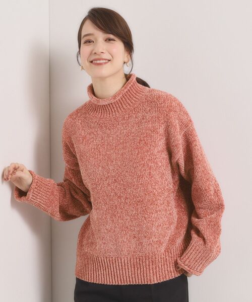 ITS'DEMO（イッツデモ）の「【手洗い可】ベロアモールニット（ニット/セーター・レディース・サックスブルー/ブラウン系/アイボリー/ピンク・00）」の2枚目の写真