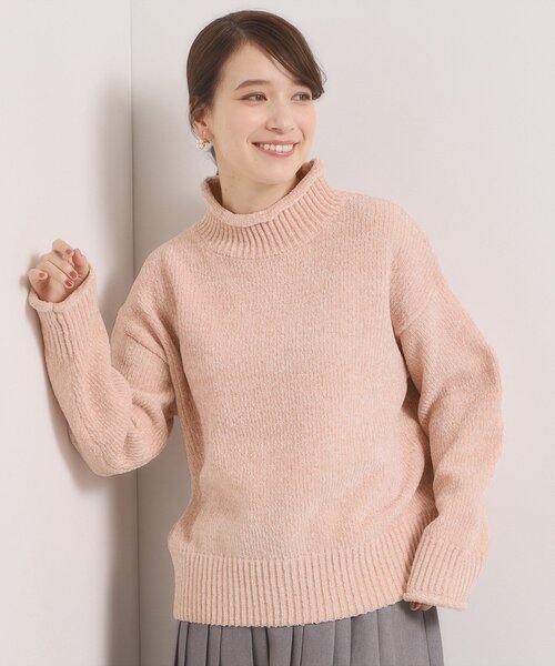 ITS'DEMO（イッツデモ）の「【手洗い可】ベロアモールニット（ニット/セーター・レディース・サックスブルー/ブラウン系/アイボリー/ピンク・00）」の4枚目の写真