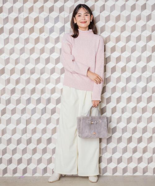 ITS'DEMO（イッツデモ）の「【手洗い可】ベロアモールニット（ニット/セーター・レディース・サックスブルー/ブラウン系/アイボリー/ピンク・00）」の12枚目の写真