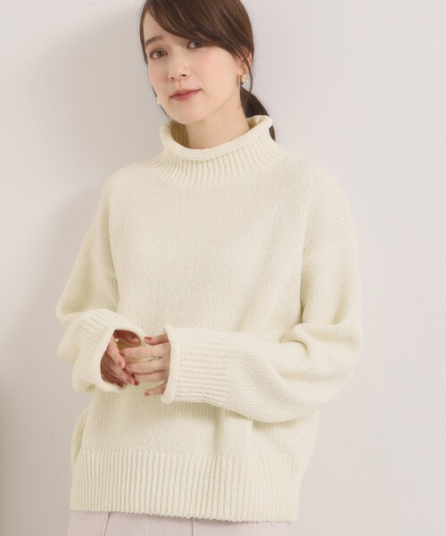 ITS'DEMO（イッツデモ）の「【手洗い可】ベロアモールニット（ニット/セーター・レディース・サックスブルー/ブラウン系/アイボリー/ピンク・00）」の14枚目の写真