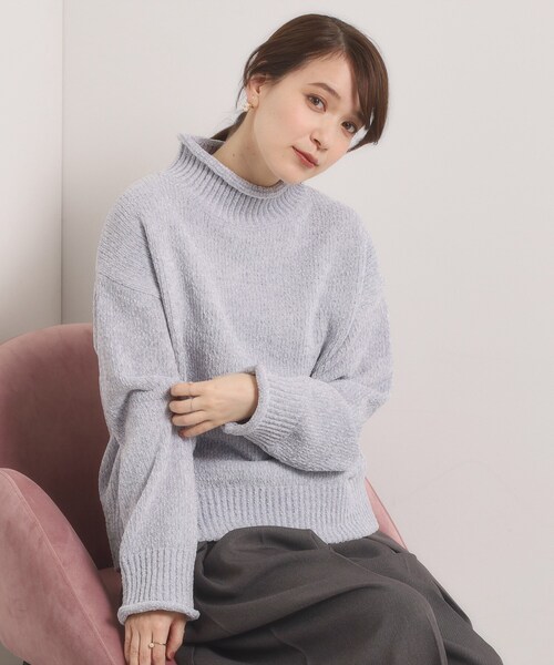 ITS'DEMO（イッツデモ）の「【手洗い可】ベロアモールニット（ニット/セーター・レディース・サックスブルー/ブラウン系/アイボリー/ピンク・00）」の22枚目の写真