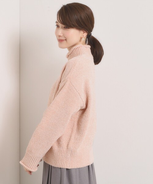 ITS'DEMO（イッツデモ）の「【手洗い可】ベロアモールニット（ニット/セーター・レディース・サックスブルー/ブラウン系/アイボリー/ピンク・00）」の5枚目の写真