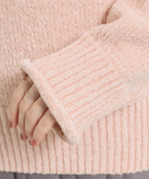 ITS'DEMO（イッツデモ）の「【手洗い可】ベロアモールニット（ニット/セーター・レディース・サックスブルー/ブラウン系/アイボリー/ピンク・00）」の9枚目の写真