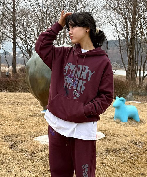 PIECEMAKER(ピースメーカー)の「STARRY STEPPE DONKEY HOODIE (BURGUNDY)(パーカー・レディース・その他・MEDIUM/LARGE)」の3枚目の写真