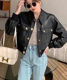 Sibra（シブラ）の「フェイクレザーショートジャケット（ライダースジャケット）」