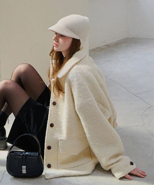 SLOWLOLLI（スローローリ）の「Soft breeze boucle coat_2 Colors（トレンチコート・レディース・アイボリー/ブラウン・FREE）」の4枚目の写真