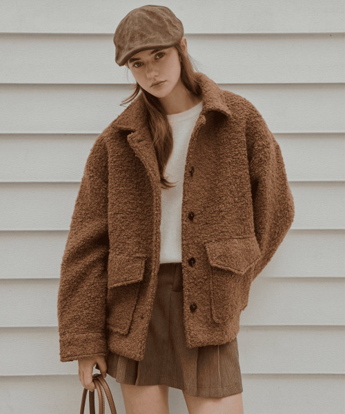 SLOWLOLLI（スローローリ）の「Soft breeze boucle coat_2 Colors（トレンチコート・レディース・アイボリー/ブラウン・FREE）」の7枚目の写真