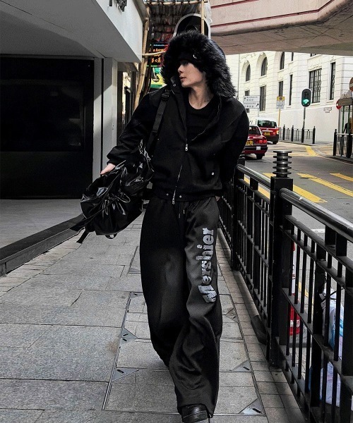 Mershierブリントピグメントウォッシュワイドトレーニングパンツ