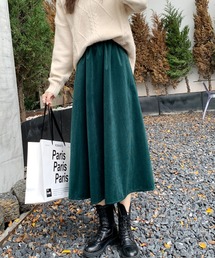 スカート（グリーン・カーキ/緑色系・コーデュロイ）ファッション通販