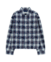 UNGIMMICK（アンジミック）の「DOUBLE LAYERED BLEACHED CHECK SHIRT (BLUE)（シャツ/ブラウス）」