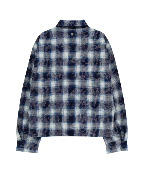 UNGIMMICK（アンジミック）の「DOUBLE LAYERED BLEACHED CHECK SHIRT (BLUE)（シャツ/ブラウス・メンズ・その他・MEDIUM/LARGE）」の2枚目の写真