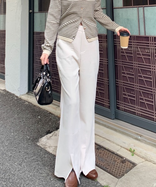 セール】【26年春夏新作】美脚ラインハイウエストスリット フレア